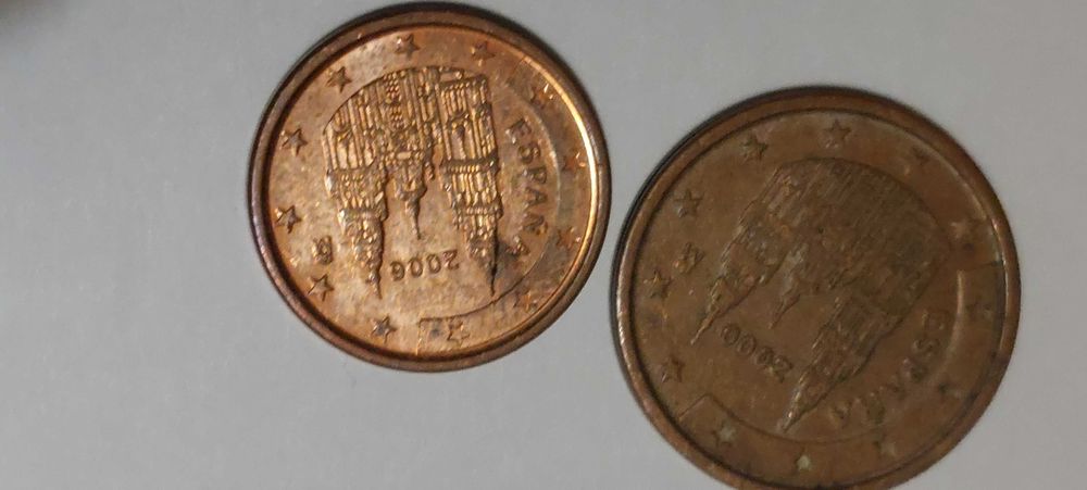 Moedas rara espanha 0,05 ano 2000 , 2001 0,02 , 0,01 2006
