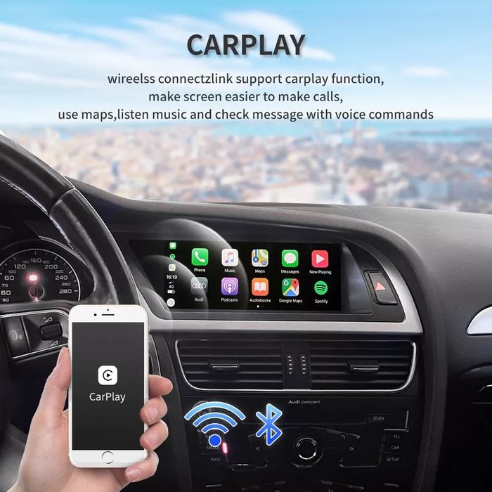 Ecrã 8.8" Android 10 e Apple CarPlay Octa-Core 4GB RAM Audi A4 A5 Q5