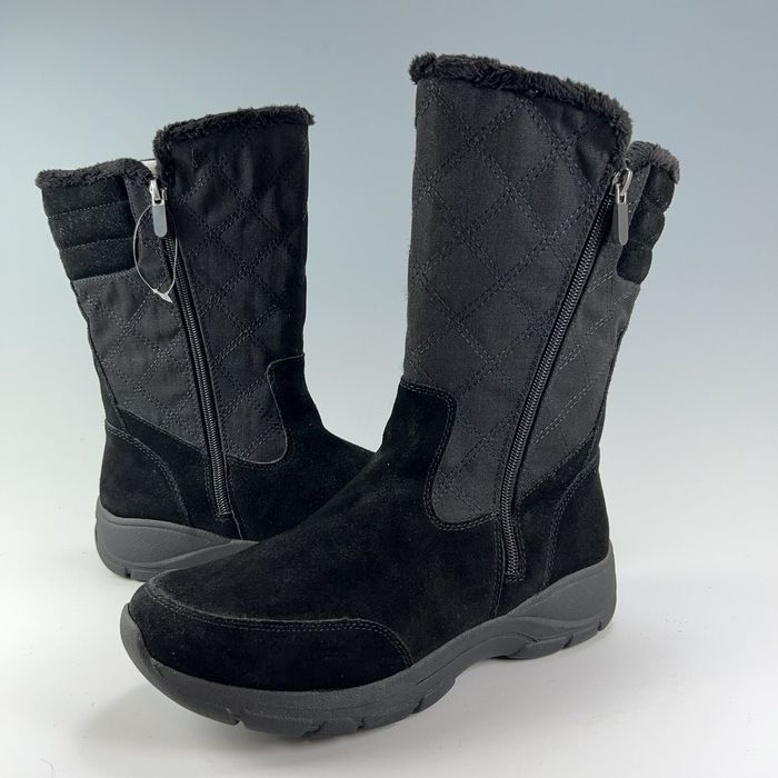 Чёрные стёганые зимние ботинки сапоги Land's End. Стелька 24 см.