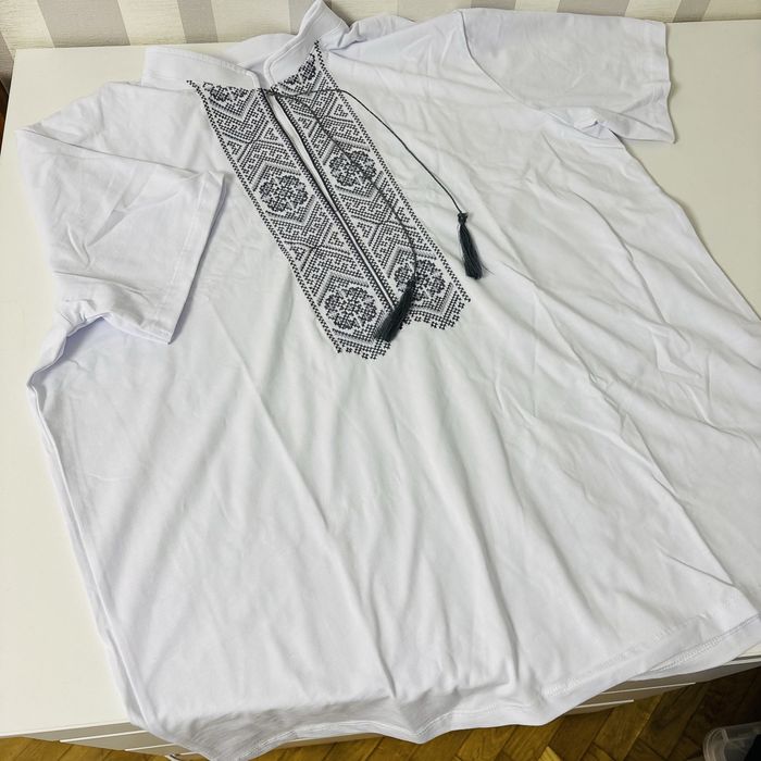 Чоловіча біла футболка/теніска вишиванка ladan 54р. 3xl маломір XL-2XL
