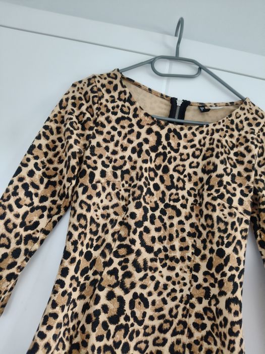 Leopard dress cotton sukienka bawełna panterka S