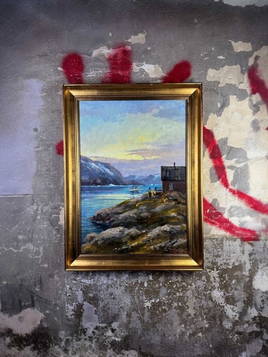 Obraz olejny "Gronland" Einar Thorbjorn duński !! Showroom Warszawa !!