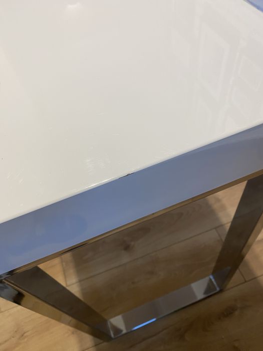 Konsola/biurko glamour wysoki biały połysk