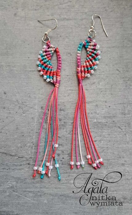 Kolczyki mikromakrama w multikolorze