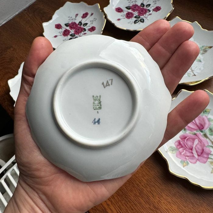 Talerzyki Liście do przystawek Porcelana Wawel PRL