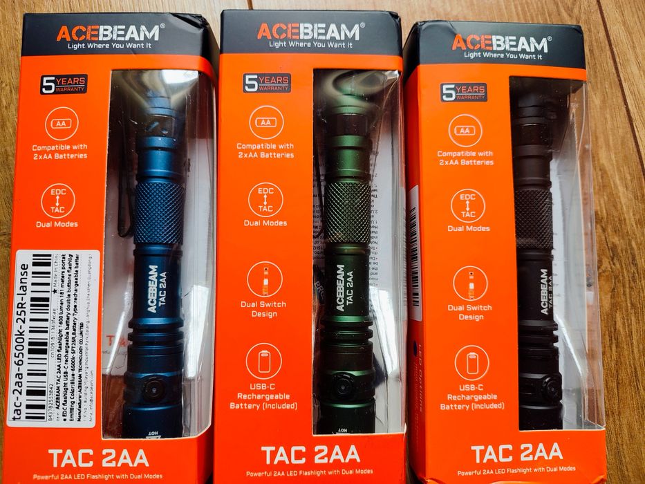Тактичний ліхтар,Acebeam TAC 2AA( Blue, Green,Black)