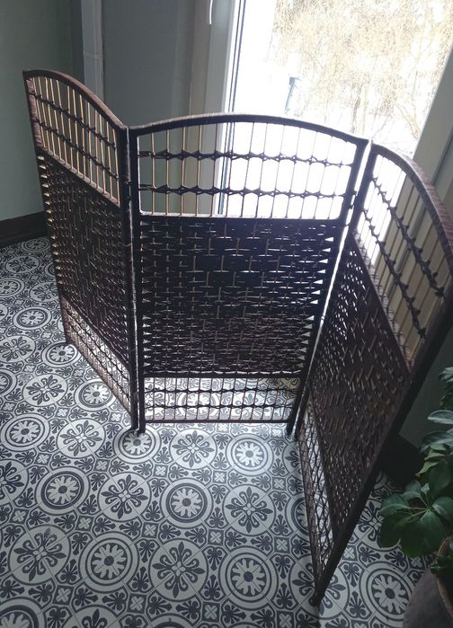 Parawan rattanowy wiklinowy ciemny brąz dekoracyjny 100 cm x 150 cm