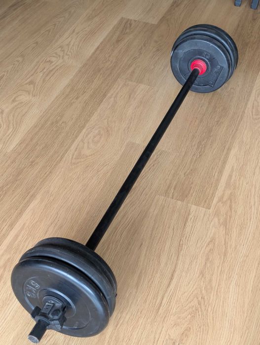 Barra musculação + 25 kg discos