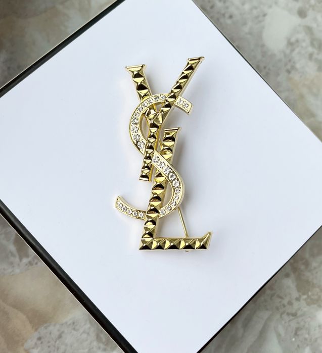 Duża broszka premium cyrkonie ysl jakość hit