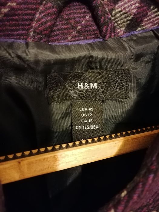 Kurtka w kratę H&M r. 42/ XL, płaszcz, płaszczyk, trencz w kratkę