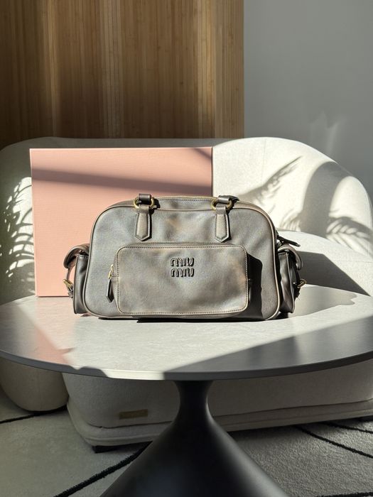 Сумка Miu Miu Pocket Nappa Leather Top-Handle Bag Coffee