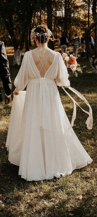 Suknia ślubna boho z długim rękawem