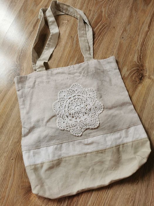 Torba płócienna z kieszonką boho