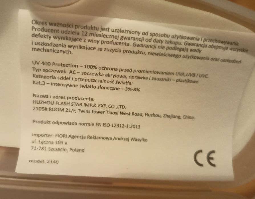 Piękne okulary przeciwsłoneczne UV400 - zupełnie nowe