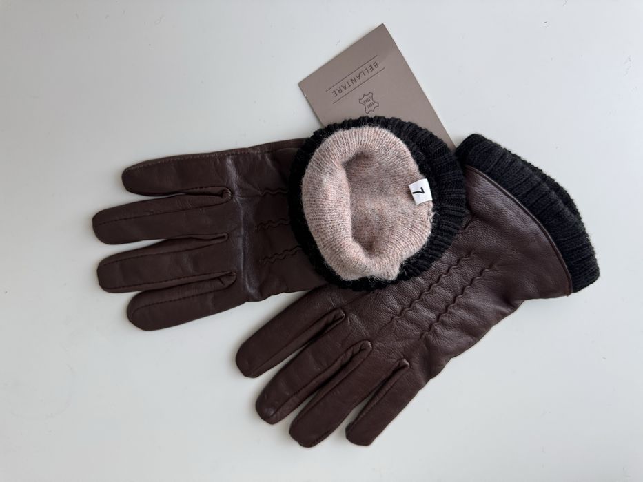 Жіночі шкіряні зимові рукавиці на теплій підкладці. Розмір 7, нові