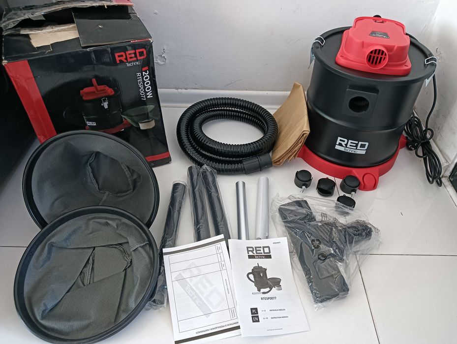 Odkurzacz przemysłowy RED TECHNIC Do Kominka Popiołu Gruzu 2000W
