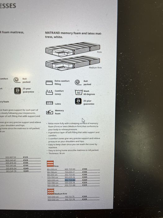 Colchão MATRAND memory foam e latex