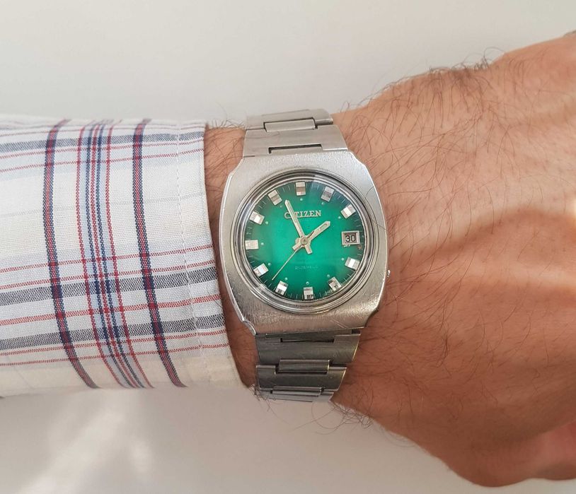Zegarek nareczny Citizen 6000 Automatic 21 Jewels datownik vintage zielony zierona tarcza damski meski unisex 62-6457 bransoleta sr 34mm