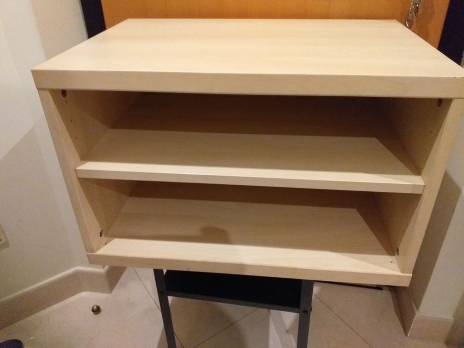 Armário estante arrumação madeira BESTA  IKEA,60x40x38alt,1prateleira,castanho claro,robusto