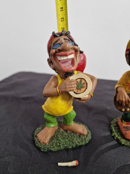 Conjunto 3 Estatuetas musicais Rasta/Reggae Vintage 12cm