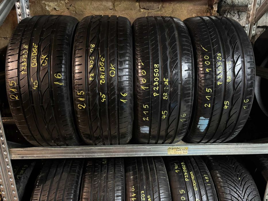 4X OPONY LETNIE 215/45R16 86H Bridgestone Turanza ER300 Rant Ochronny 6.9MM SPRAWDZONE CAŁE! #P230508