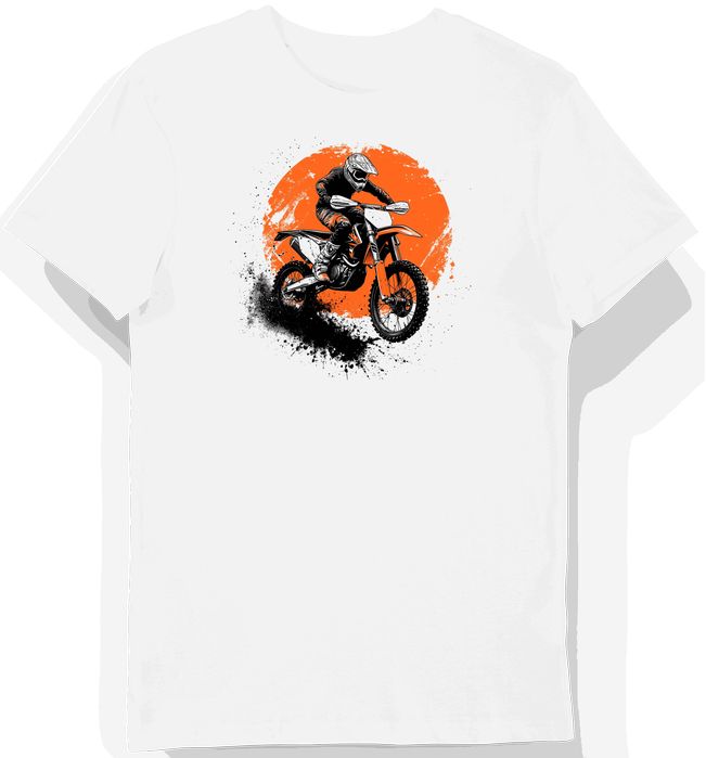 Koszulka męska biała Offroadowa Jazda KTM w Akcji S