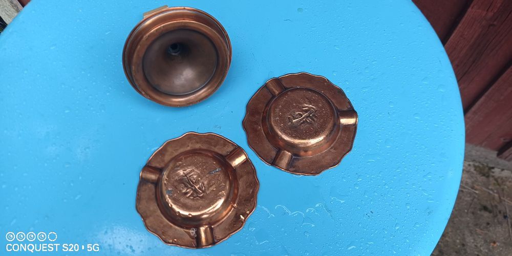 Спичечник и пепельницы медь Швеция