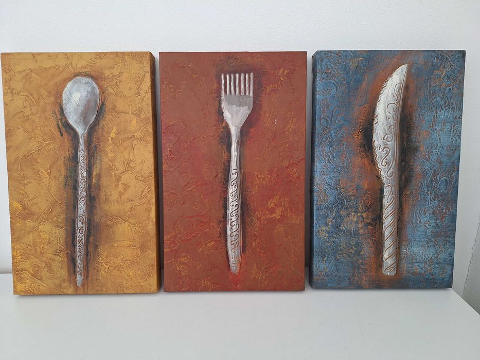 Tríptico de Quadros para Cozinha / Sala de Jantar (50x30 cm)