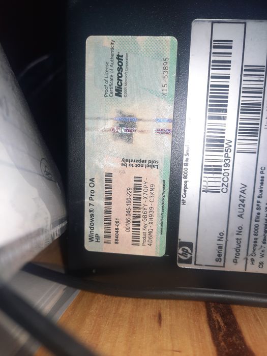 Pc Desktop HP compaq 8000 Elite Core 2duo 4gb wid 10 pro disco 240giga