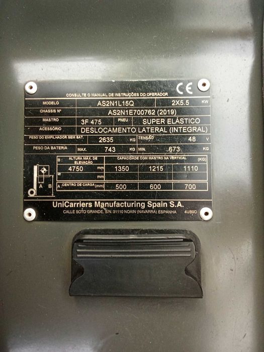 Empilhador UNICARRIERS (NISSAN) 1.5 ton electrico 2019