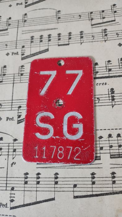 Matrícula de bicicleta Suiça antiga