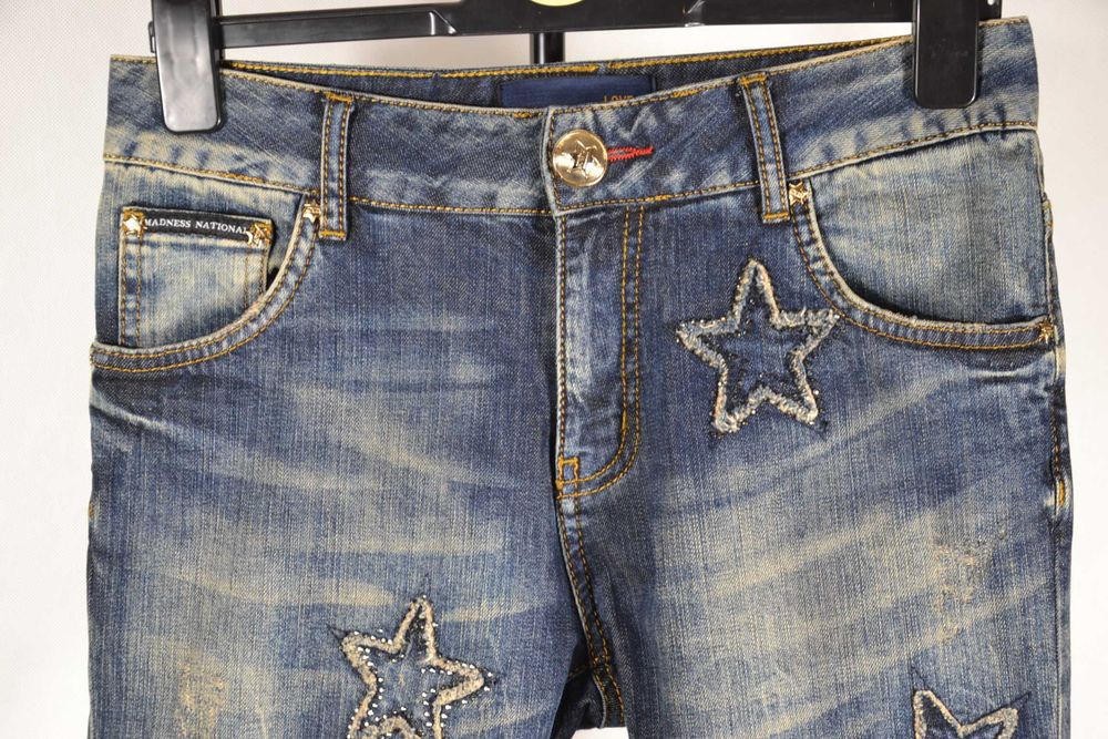 LOVE MADNESS Jeans Spodnie Damskie 26 Cyrkonie Gwiazdki Oryginalne