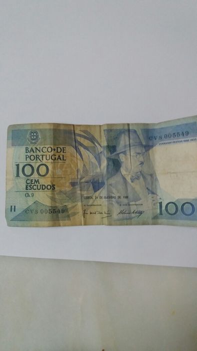 Nota de 100 Escudos Chapa 9_24/11/1988.