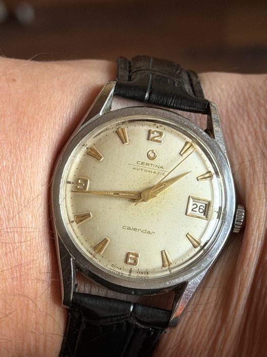 Certina Automatic Calendar, duzy 37/45mm, w stali, lata 50te, piękny stan, sprawny