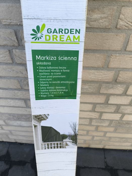 Markiza ścienna, balkonowa, nowa wym. 1,4m x 1,4m