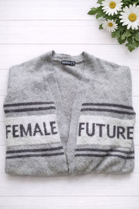 Szary kardigan Janina Miękki, długi, oversize  Rozm. 38