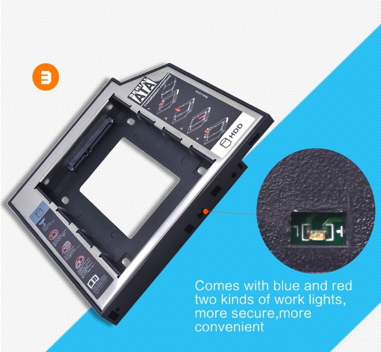 Метал Новий HDD SSD 2.5'' карман кишеня caddy 9.5 SATA optibay