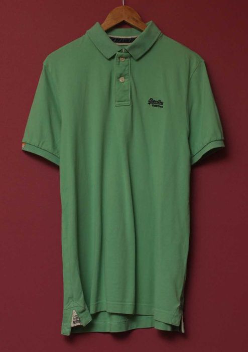 Superdry рр L-XL поло из хлопка пике Зеленый горошек