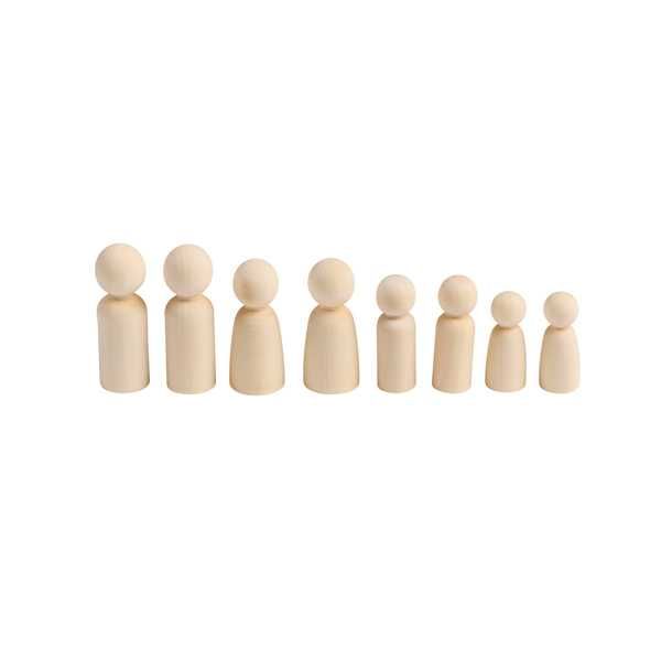 Drewniane figurki pionki ludziki Rodzinka 60-90mm – 8 szt - Montessori