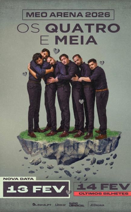 2 bilhetes para os Quatro e Meia - 13 Fevereiro 2026 - Meo  Arena