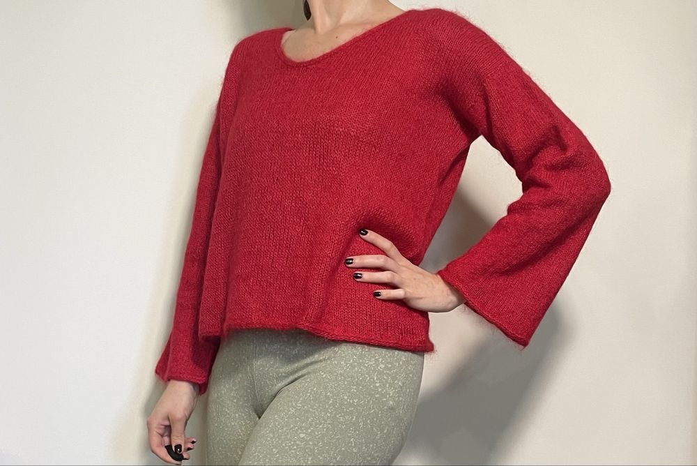 Ręcznie robiony sweter + chusta (moher + jedwab morwowy)