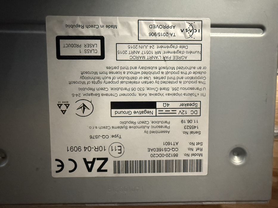 Radio Toyota YARIS CQ-JS76 oryginalne