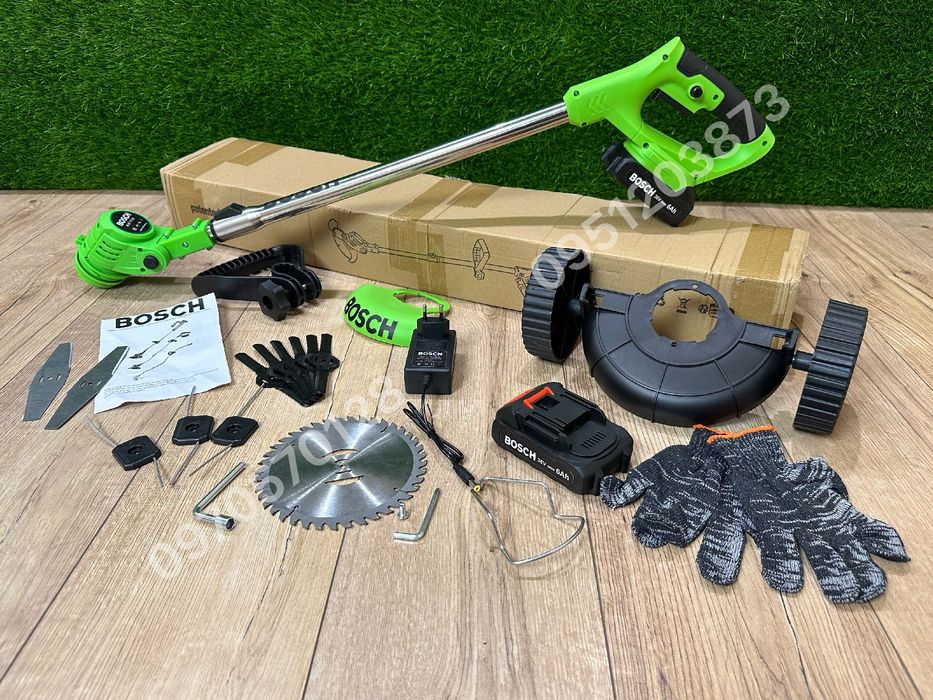 Аккумуляторный триммер BOSCH BUR187BL 36V 6Ah + колеса 9000 об/мин