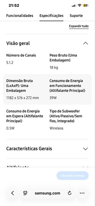 Samsung Soundbar Q800B 540W 5.1.2 Dolby Atmos – Nova (na caixa)