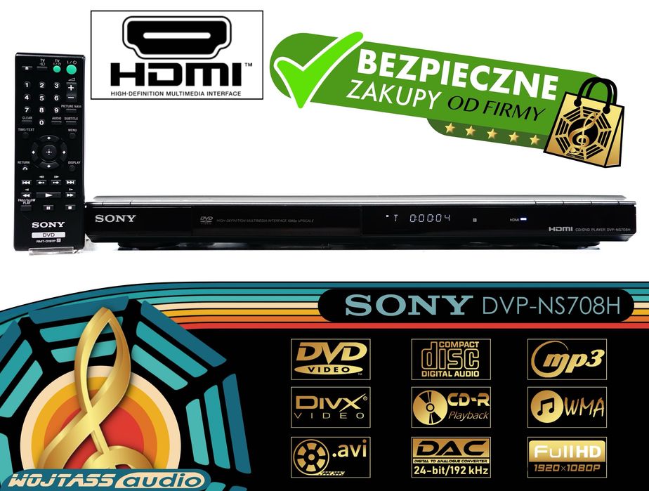 Markowy DVD Sony DVP-NS708H | HDMI 1080p | Precision Drive 3 | DivX | Pilot