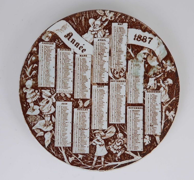 3 pratos calendários Séc. XIX - G.D. Paris - 16.5 cm