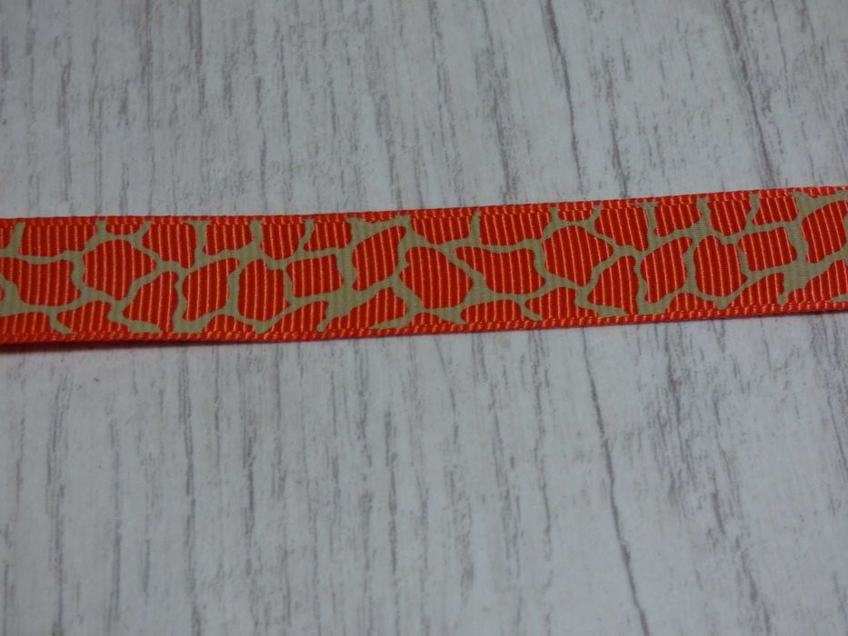 Wstążka rypsowa 16 mm. Żyrafa. Czerwona. 14,40 metrów.