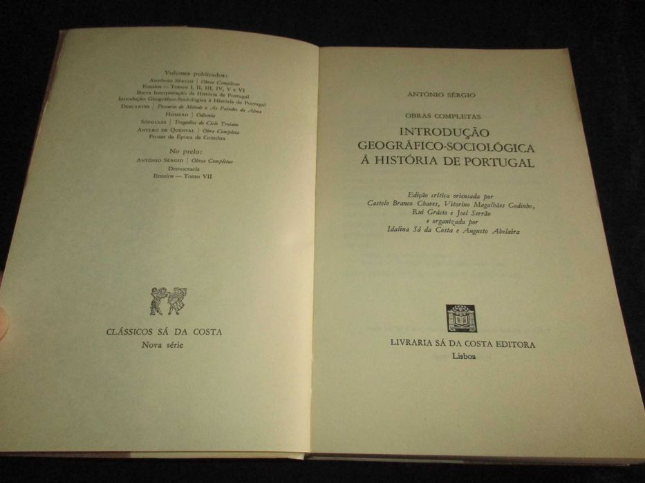 Livro Introdução Geográfico-Sociológica à História de Portugal