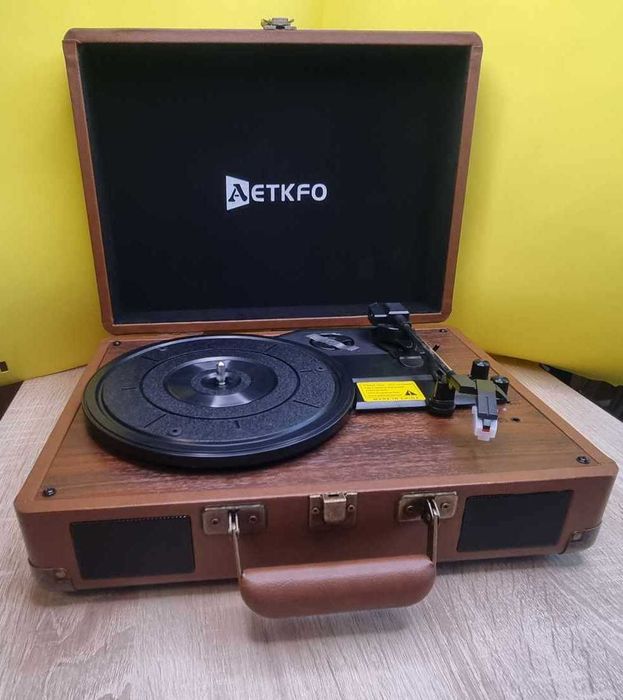 Przenośny gramofon bluetooth USB AUX jack na słuchawki