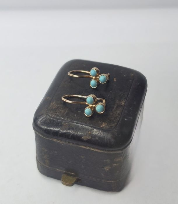 Złote koczyki z turkusami złoto 585